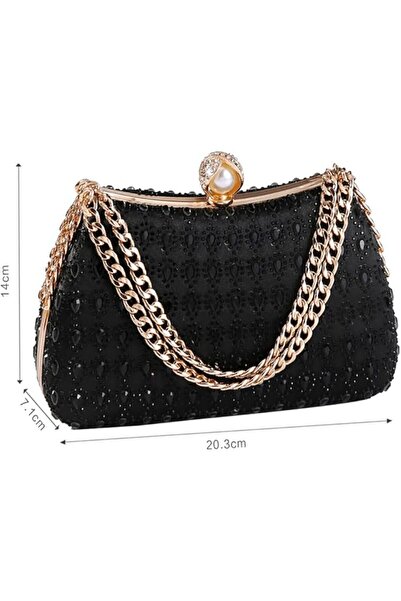 Amigo Women's glittery embellished handbags with shoulder chain, sparkly evening bags for parties