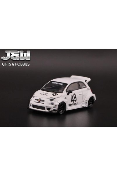 mini gt Bl 809 Lb-Works X Abas Works Abarth 595 Gara White 1/64 Model Car