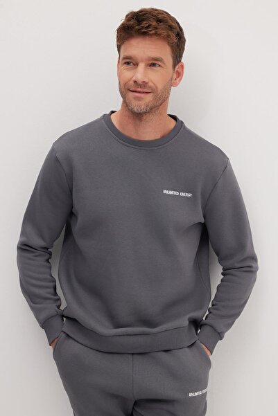 Tudors Men's Relax Fit Cotton 3 Thread Soft Textured Inside Fleece Crew Neck Smoked Tracksuit Set