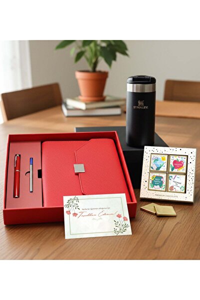 Trendmiya Kutulu Defter Kalem Seti & 0,35 L & Premium Madlen Öğretmen Çikolat...
