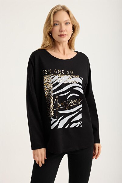 HomeStore Επιχρυσωμένη Μπλούζα Λεοπάρ