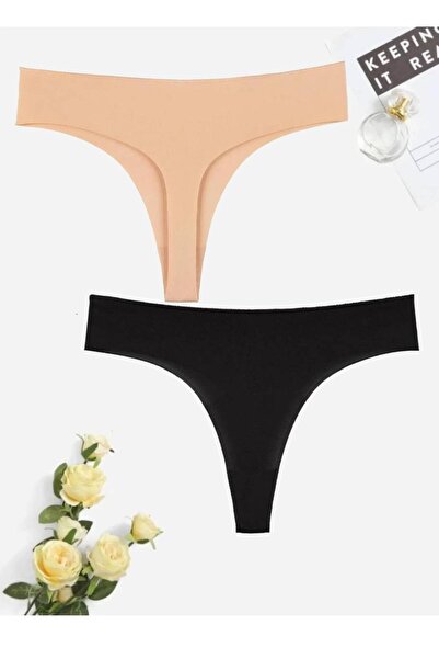 BUUM FASHION Beli Lastikli Salaş Ayrobin Pantolon altı lazer kesim tanga 2 adet