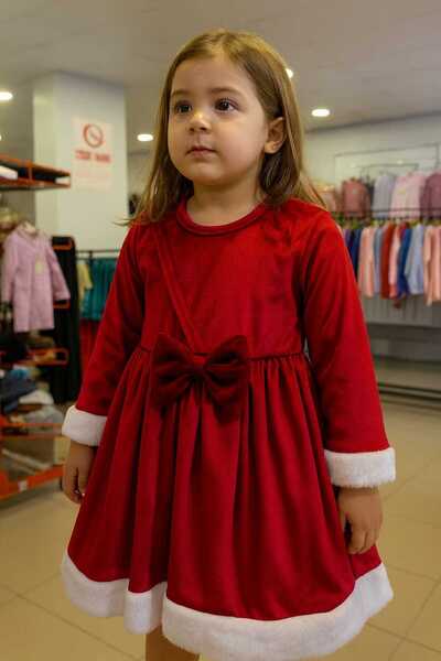 Atabay Kids Atabay 267-10-25 Girl's Red Velvet Christmas Dress - Long Sleeve ...