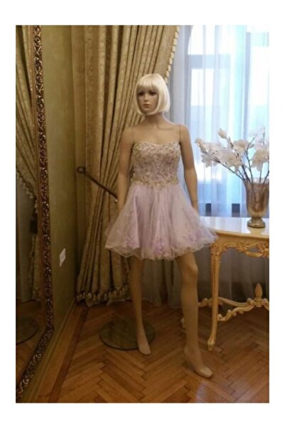 Jovani New York Rochie de ocazie mov scurta baby doll din tulle cu aplicatii