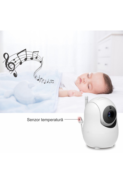 SMARTIC Baby Monitor WiFi SMARTIC, Video 360°, AI Night Vision, VOX, Ecran HD 5", Bidirectional, raza 300m