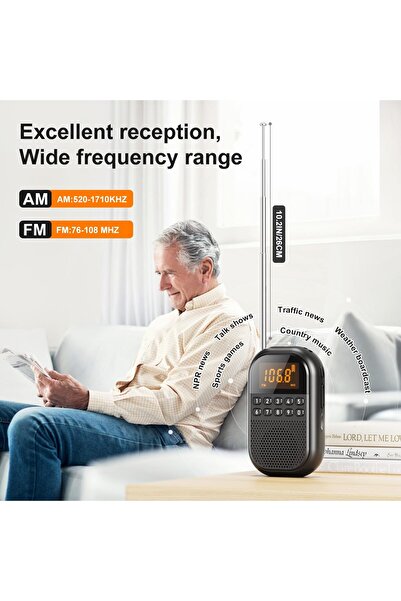 Generic Personal AM/FM Portable Radio with Bluetooth Speaker (Black)