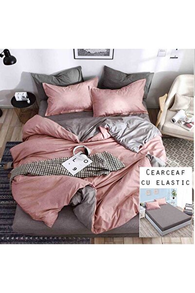 Patul Bed Linen, Satin Cotton, Sulphur, 2 Persons, Double Bed, 4 Pieces, Fitted Sheet