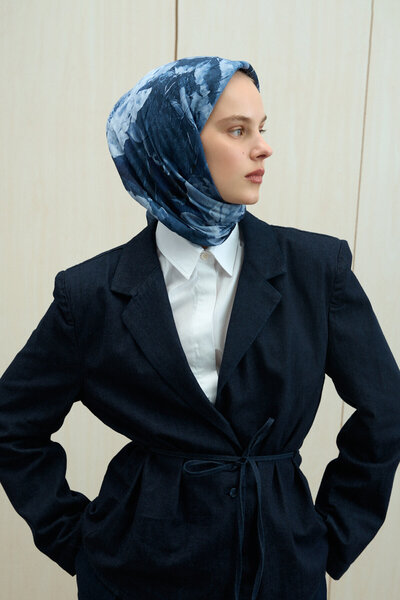 cs camellia scarf Eșarfă Aura Kraş - Albastru închis