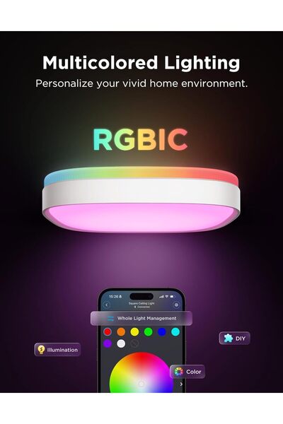 Govee LED Ceiling Light Smart RGBIC 2400LM Square 30cm (Works with Matter, Alexa & Google Assistant)