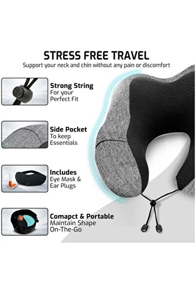 COOYA Adjustable Travel Pillow for Neck Support & Comfort, Lightweight Memory Foam Travel Neck Pillow