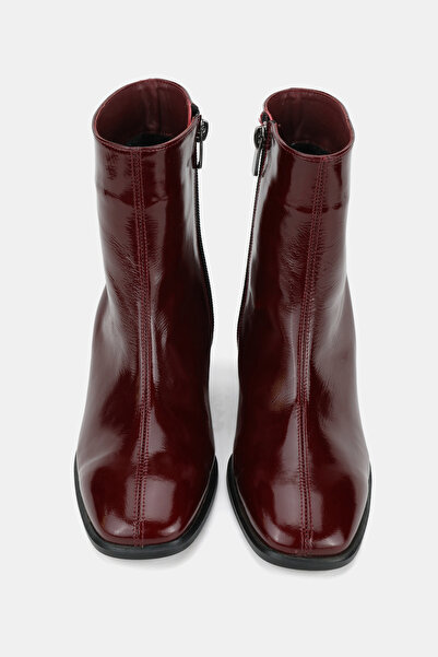 TUNAELLİ KADIN BORDO RUGAN HAKİKİ DOĞAL DERİ 35-41 NUMARA KALIN TOPUKLU KARE BURUNLU BOT & BOOTİE