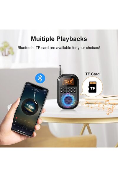 Generic Personal AM/FM Portable Radio with Bluetooth Speaker (Black)