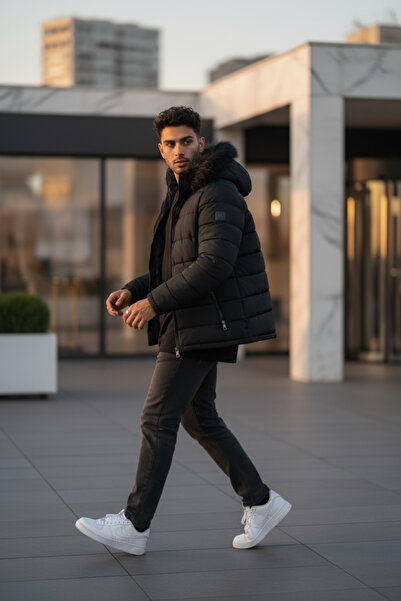 dehaine Men's winter jacket, Slim Fit, fur lined, 2666