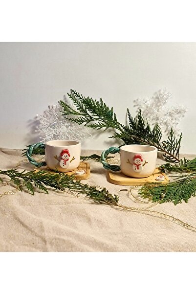 senseoftouch New Year's Turkish Coffee Cup Handmade Ceramic New Year