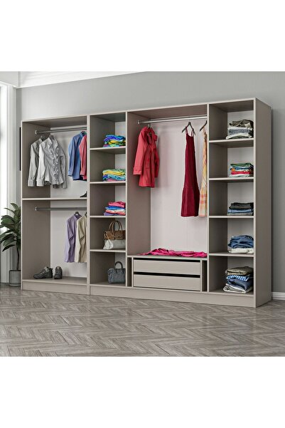 Minar Kale 6 Bölmeli 2 Çekmeceli Giyinme Dolabı Kumtaşı