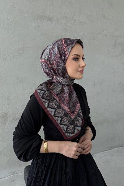 Byedauzunlar Eșarfă din mătase modală Elvin boemă bordeaux