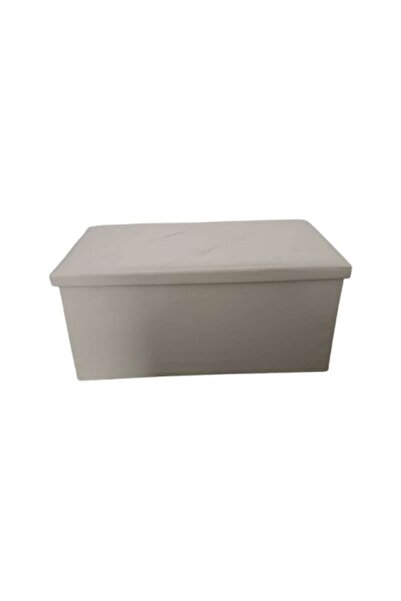 JHT Foldable Storage Ottoman, Cream