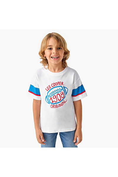 Lee Cooper Printed T-shirt with Crew Neck and Short Sleeves