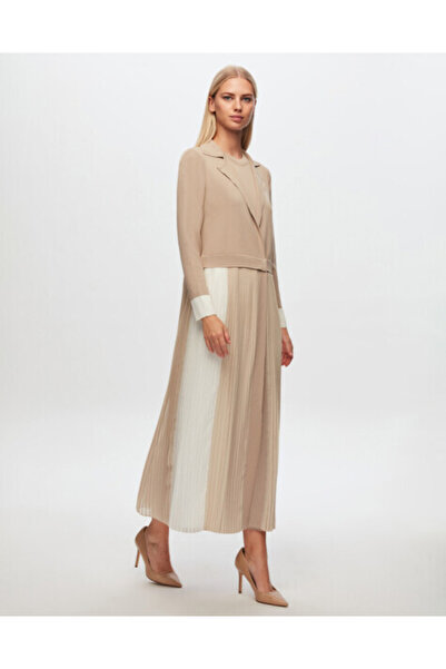 MISS DALIDA T24Y-4029 MISSDALIDA İKİ RENKLİ KOLSUZ TRİKO ELBİSE