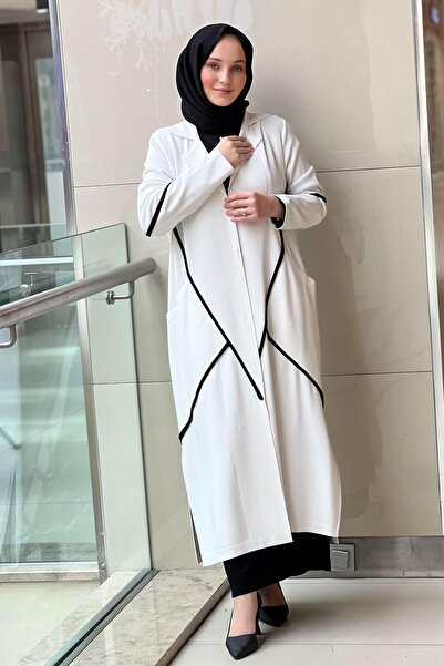 MISS DALIDA Missdalida Mercerized Cardigan with Crossed Piping and Agraft on the Front