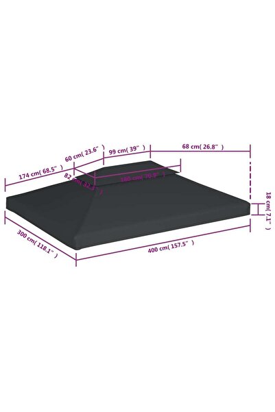 vidaxl 2-Tier Gazebo Top Cover 310 g/m² 4x3 m Anthracite