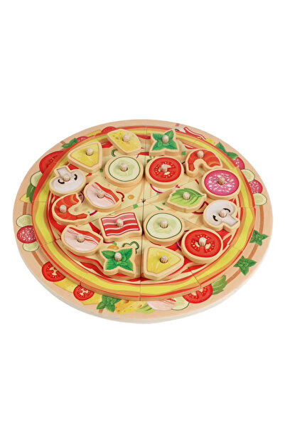 Krista Jucărie educativă Pizza Mașină de pizza, din lemn, diametru 21 cm
