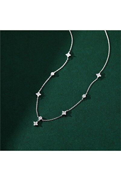 Choice7 Necklace-silver ANENJERY Delicate Zircon Four Leaf Grass Bracelets Fo...
