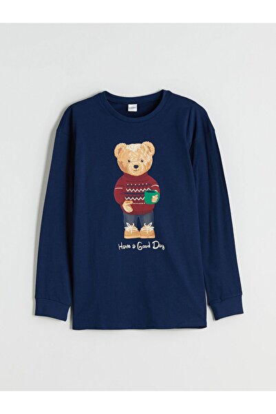 LC Waikiki Crew Neck Bear Teddy Printed Boys' Pajama Set