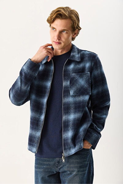 VENA Ανδρικό μπουφάν με φερμουάρ μπροστά - Μπλε ναυτικό