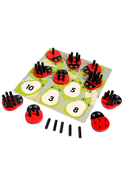 Krista Jucărie Montessori Buburuza, din lemn, pentru numărat și sortat