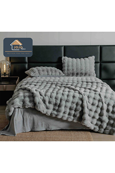 JOJO HOME Cocolino faux rabbit fur bed linen, 6 pieces, Grey