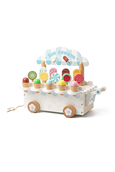 Krista Cărucior pentru înghețată, din lemn, alb