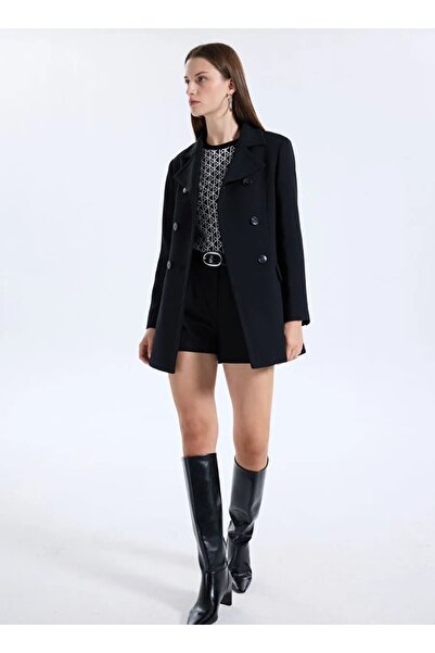 Sisley Women's Viscose Blended Buttoned Double-Breasted Slim Fit Coat 325A2Oualn05Z-Sis100