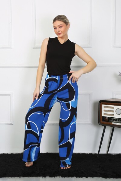 Celira Women's Wide Leg Combed Cotton Cobalt Bottoms and Tops Set