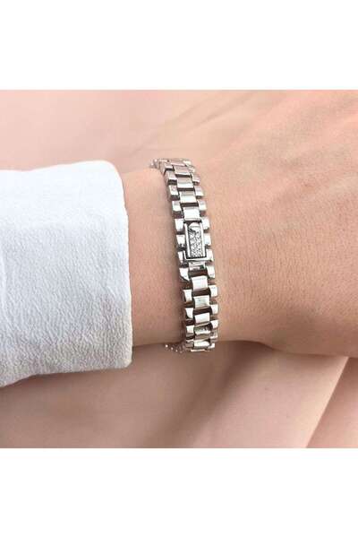 Bijuteria SORELLY Ceas cubanez cu brățară din argint și pietre de zirconiu