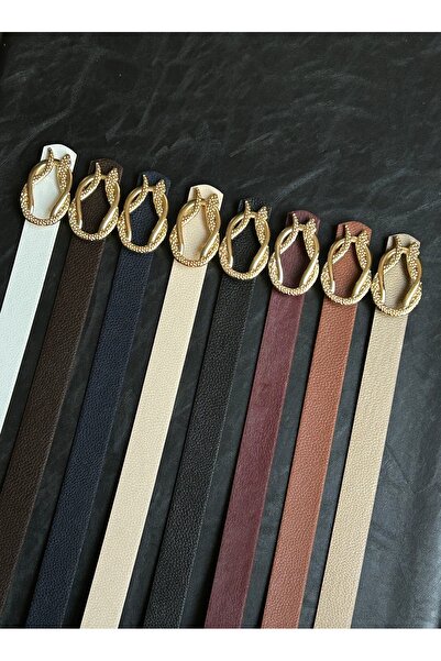 LİA KEMER Pachet de 8 curele pentru femei, cu cataramă în formă de șarpe, cur...