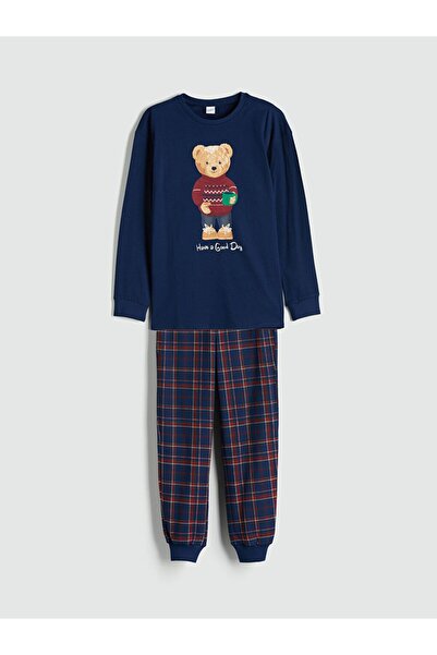 LC Waikiki Crew Neck Bear Teddy Printed Boys' Pajama Set