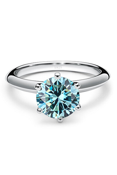 Choice خاتم مويسانيتي أزرق مقاس أمريكي 1 قيراط معتمد من GRA، خاتم سوليتير ألماس VVS1 معمل للنساء