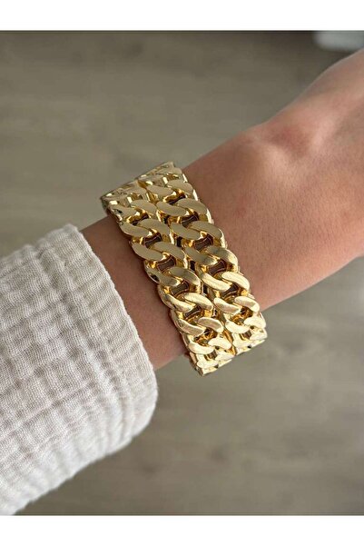 İREM YILDIZ Çift Zincir Model Gold Kelepçe