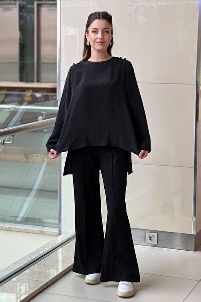 MISS DALIDA Missdalida Round Neck Button Detailed Cupro Tunic