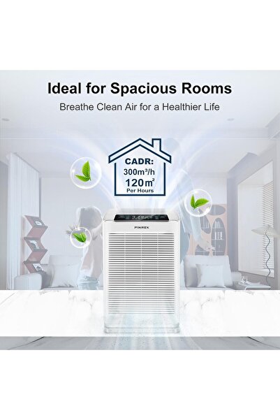 PINREK Air Purifier for Home & Office, Up to 120㎡, True HEPA, PM2.5 Sensor, Sleep Mode