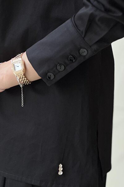 MISS DALIDA Missdalida Hidden Placket Poplin Shirt with Belted Waist Relaxed Fit Skirt Set