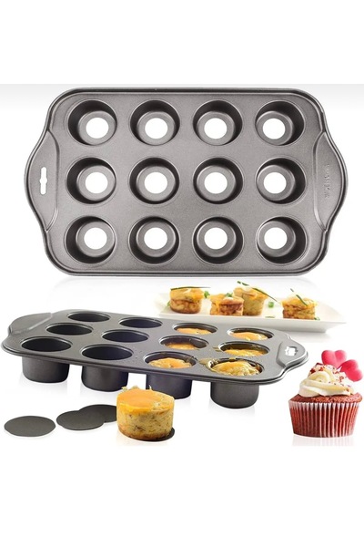 cc bin shihon 12-Cavity Cheesecake Mold/Molds, Removable Base, Black, Non-Stick, High Quality