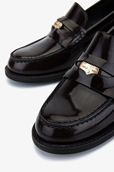 Valmenti Kadın Hakiki Deri Bordo Loafer Ayakkabı