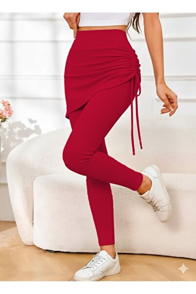 TBL DEKOR Women's High Waist Side Gathered Bottom Long Camisole Leggings Skirt