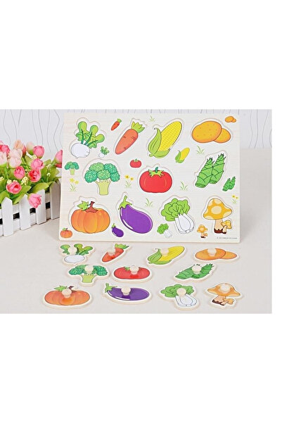 Krista Puzzle din lemn cu legume, nasturi și imagini