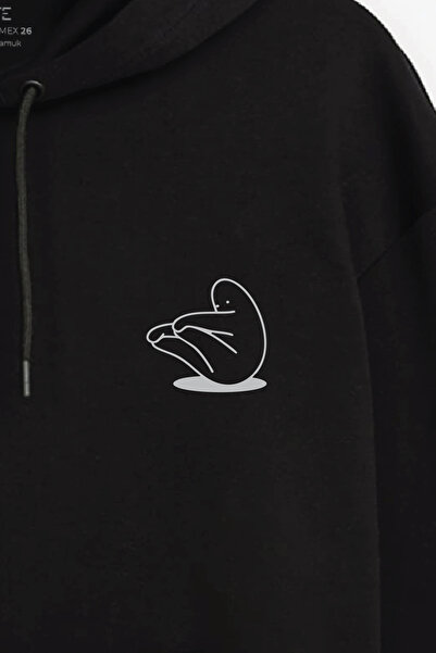 YOGA Unisex Şardonlu Kapüşonlu Kanguru Cepli Relaxed Fit Sweatshirt