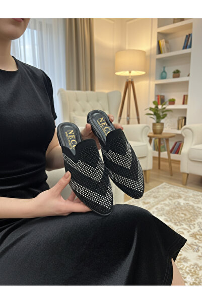 Hızlı Al Stone-Set Evening Slippers.Stone-Set Guest Slippers.Chehizlik Closed Slippers.