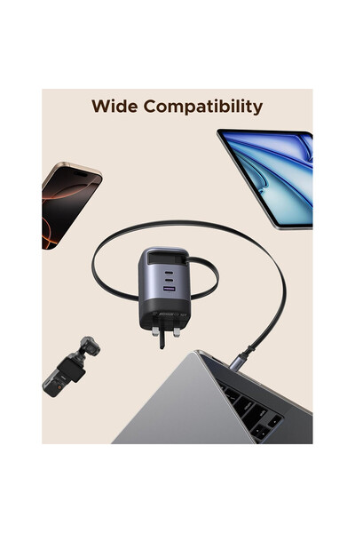 Ugreen 100W PD GaN wall charger, with USB-C charging cable, with 2 USB-C ports and 1 USB-A port