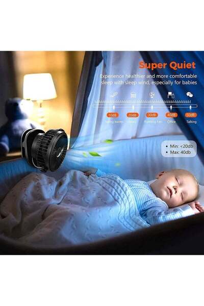 X SPRING 4 Speed Quiet Battery Operated Strong Wind Stroller Fan for Stroller, Camping, Office, Desk